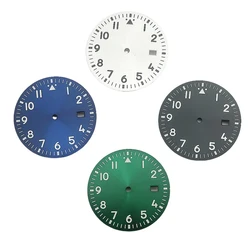 33.7mm dial White Blue Green Black Watch dial Green Luminous Fit NH35 NH35A Movemt