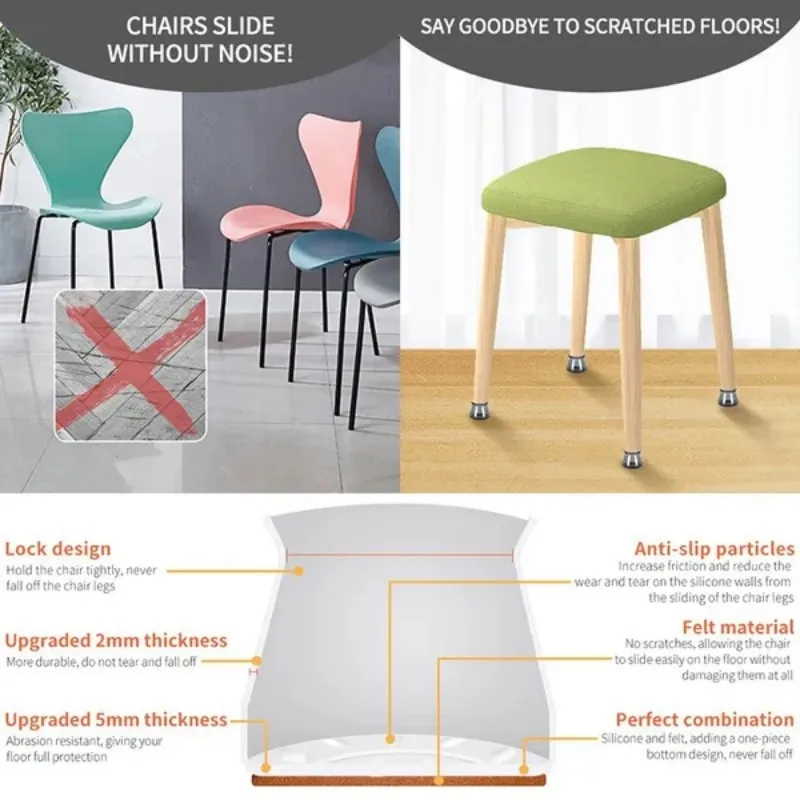 10/20Pcs Silicone Chair Leg Cap Pad,Non-slip Floor Protectors for Chairs,Rubber Chair Leg Bottom Cover Pads for Hardwood Floors image 4