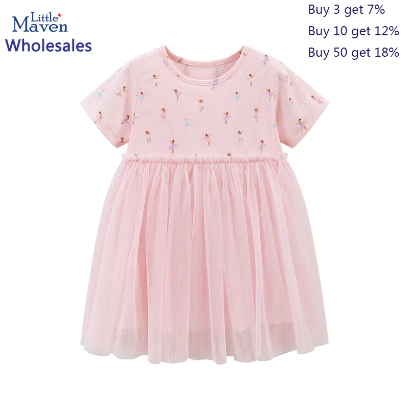 

Little maven Wholesale 2024 New Summer Baby Girls Cotton Children 's Clothing for Kids Girly Clothes Cartoon Ballet Kids Dress