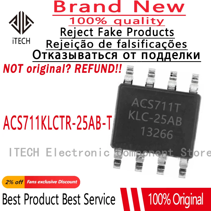 10PCS/LOT Original  ACS711KLCTR-25AB-T SOP8 ACS711 New In Stock