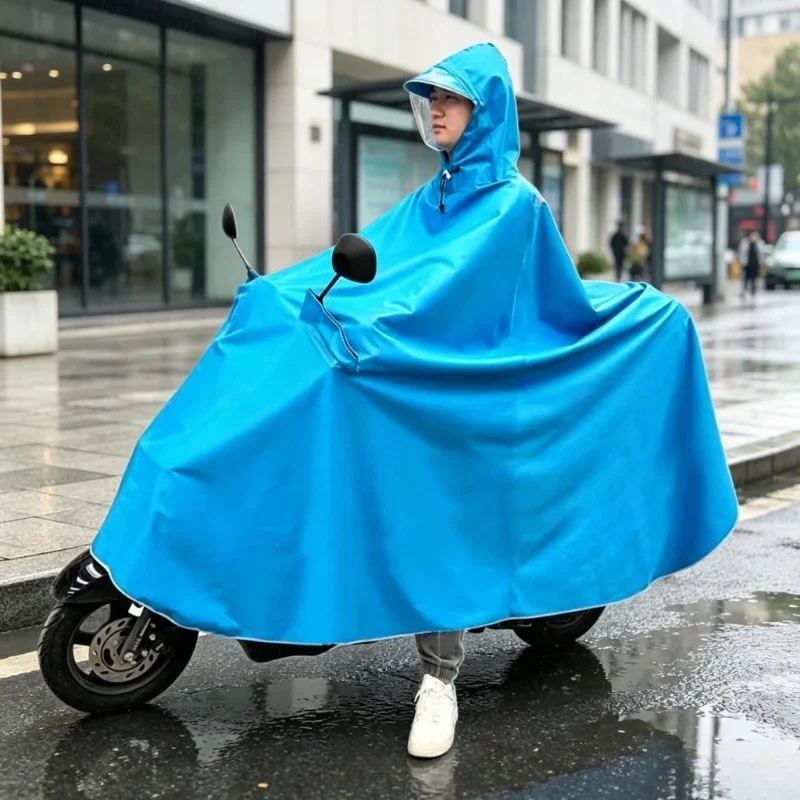 Heavy Duty Motorcycle Raincoat Stormproof Full Body Thick Canvas Reflective Strips Extended Foot Shield Bike Scooter Use 오토바이 우비