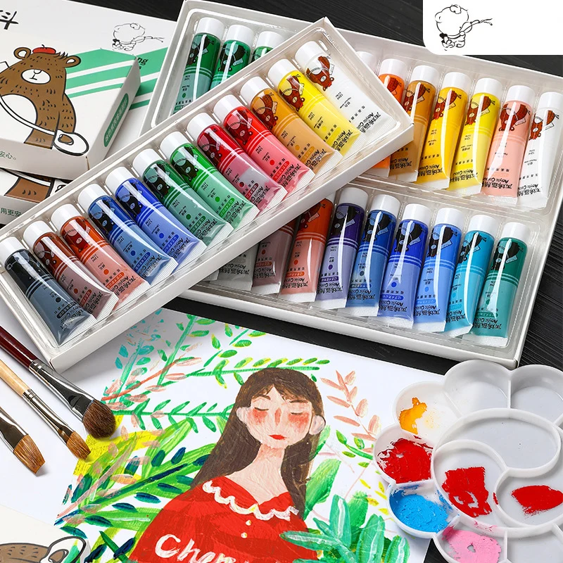 Acrylic Paint 12/24/36 Colors 12ml Tube Acrylic Paint Set,Paint for Fabric,Clothing,Painting,Graffiti,Rich Pigments for Artists