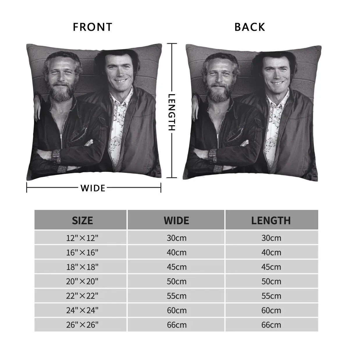 Clint Eastwood And Paul Newman Pillowcase Polyester Linen Velvet Creative Zip Decorative Car Cushion Case Wholesale