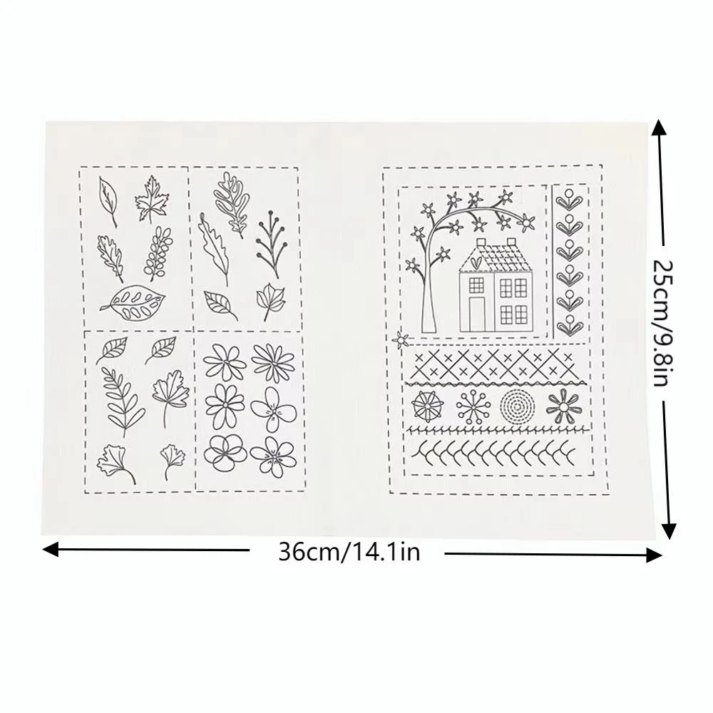 DIY Creative Sewing Kit Embroidery Stitch Book for Beginners - Learn And Practice Hand Sewing Techniques