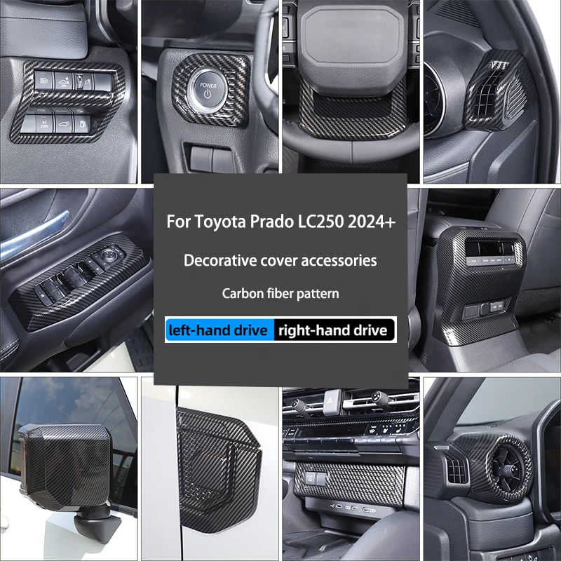 For Toyota Prado LC250 2024 Center Console Gear Shift Panel Trim Frame Cup Holder Window Switch Cover For PradoLC250 Accessories