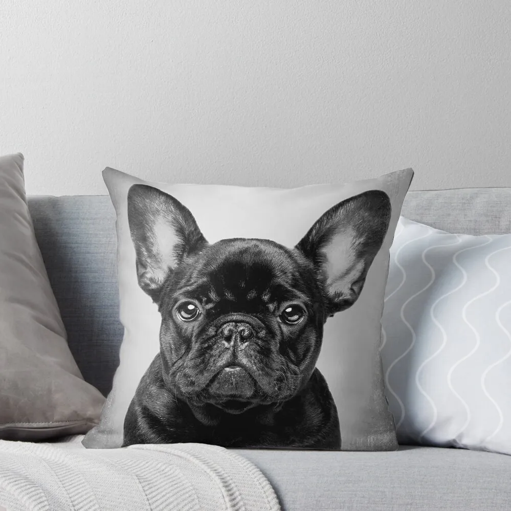 

French Bulldog Black dog - BW Vintage - D2 Throw Pillow Cushion Cover For Sofa Pillow Cases Decorative pillow