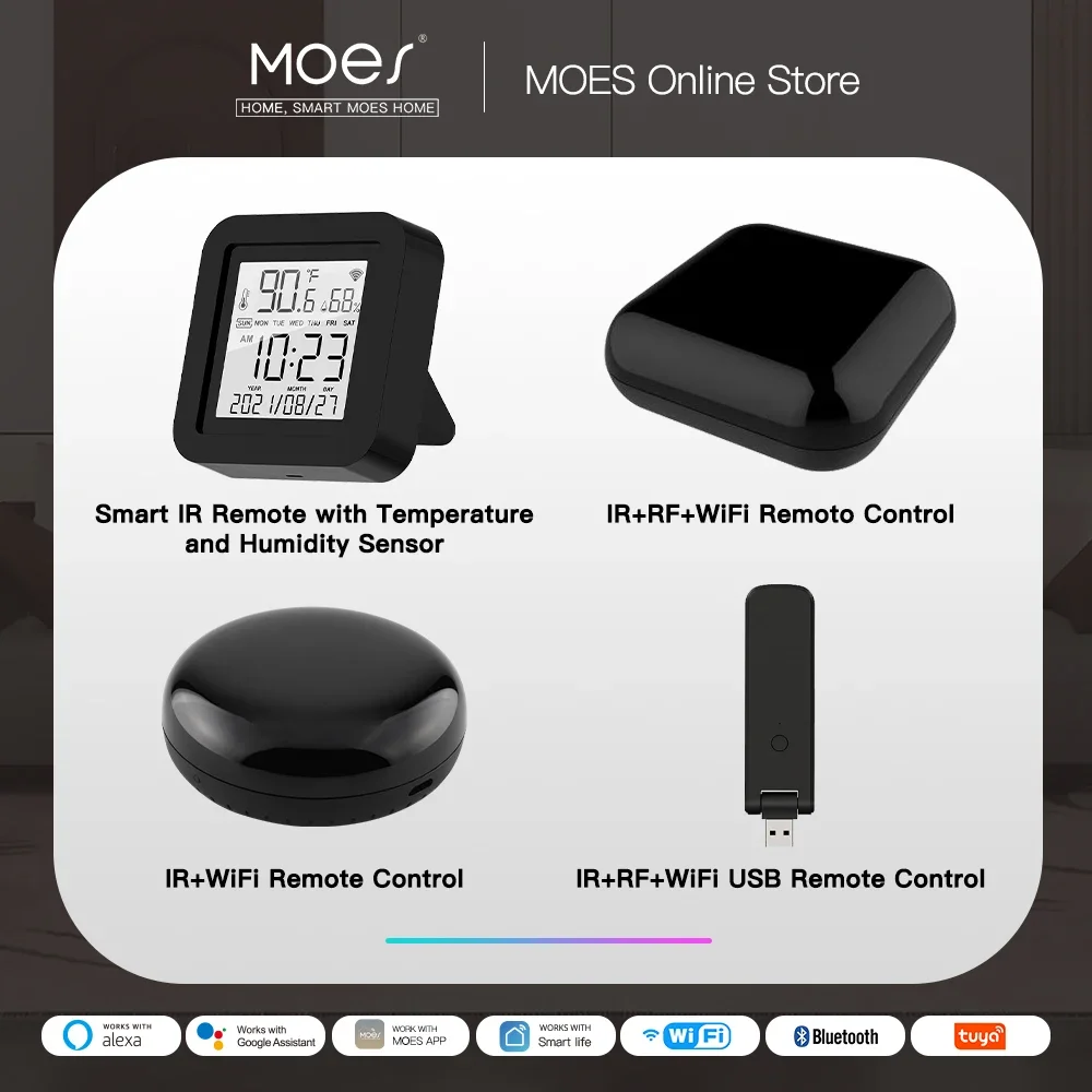 Moes Nieuwe Wifi Rf Ir Universele Afstandsbediening Rf Apparaten Apparaten Tuya Smart Leven App Voice Control Via Alexa Google thuis