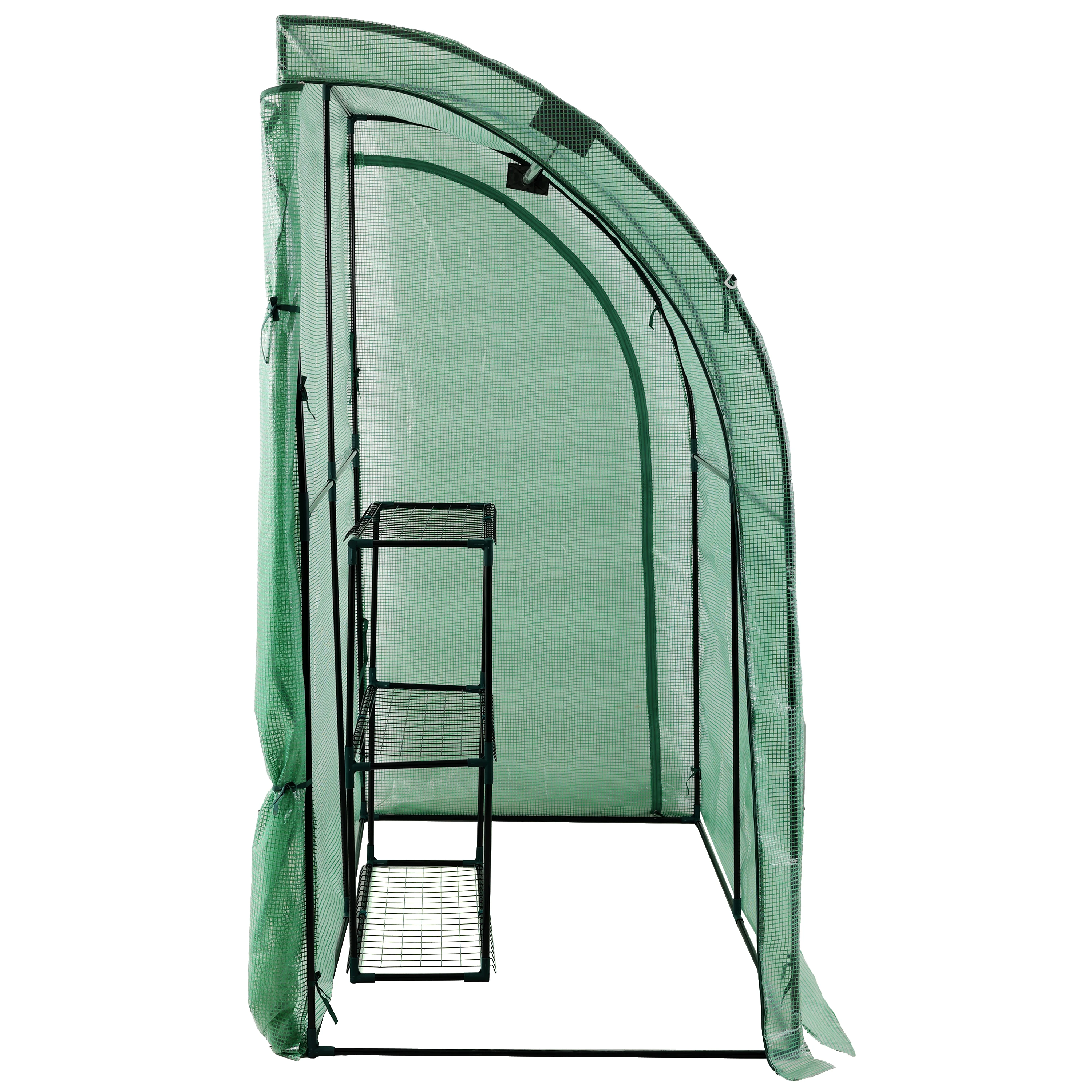 3 Tier Lean-To Portable Greenhouse Heavy Duty Indoor Outdoor Garden Greenhouse with Wire Shelves 79