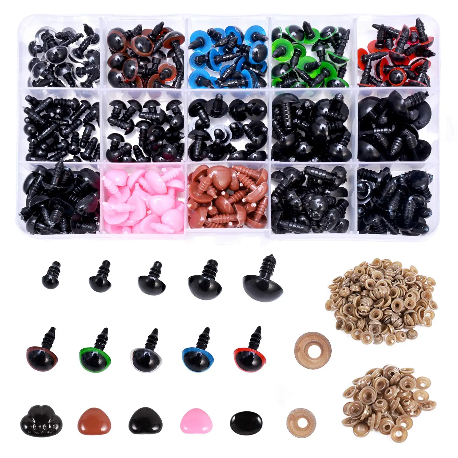 

570 Pcs Plastic Safety Eyes and Noses with Washers Craft Doll Teddy Bear Nose for Amigurumi Crafts Crochet Toy Stuffed Animals