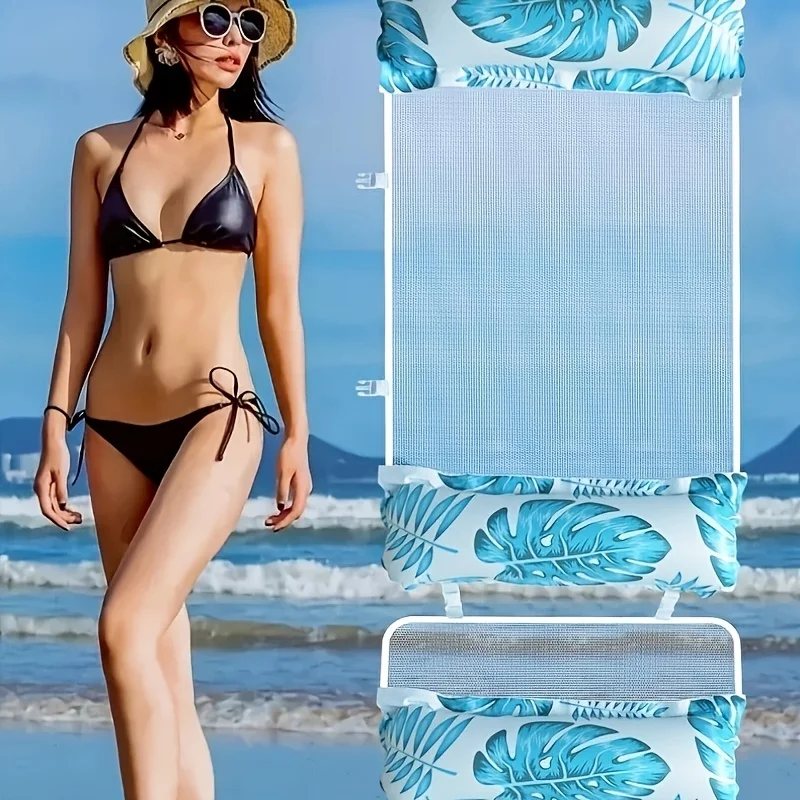 Hamac gonflable de flotteur de piscine pour adultes, chaise longue polyvalente de lit de flotteur d'eau en PVC, 3 rangées détachables, gonfleur non inclus