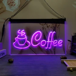 Coffee Cup Shop Cappuccino Cafe LED Neon Sign-3D Carving Wall Art for Home,Room,Bedroom,Office,Farmhouse Decor