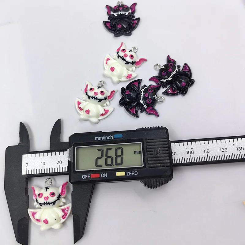 10pcs European Halloween Monster Bat Charms Resin Pendant Flatback For Earring Keychain Bracelet DIY Jewelry Making Findings
