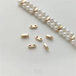 Perle de millet double rangée enduite d'or 14 carats, accessoire de séparation à double trou, bracelet perlé fait main bricolage, matériel de bijoux