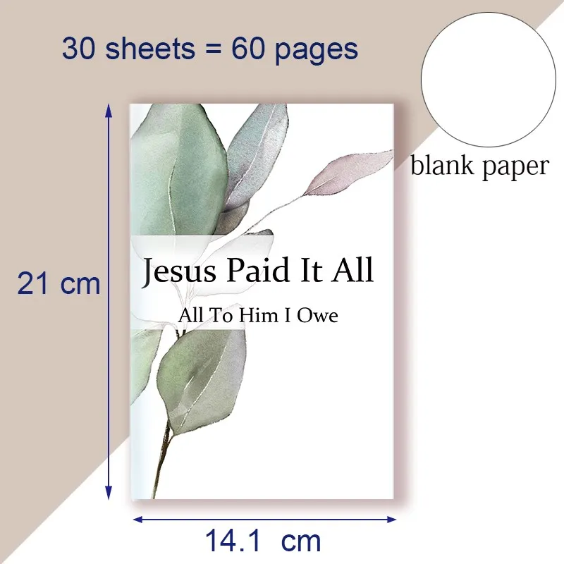 A5 Notebook Jesus Paid It All All To Him I Owe - Scripture Hymn Writing Pad Memo Note Book Bible Verses Quote Christian Faith