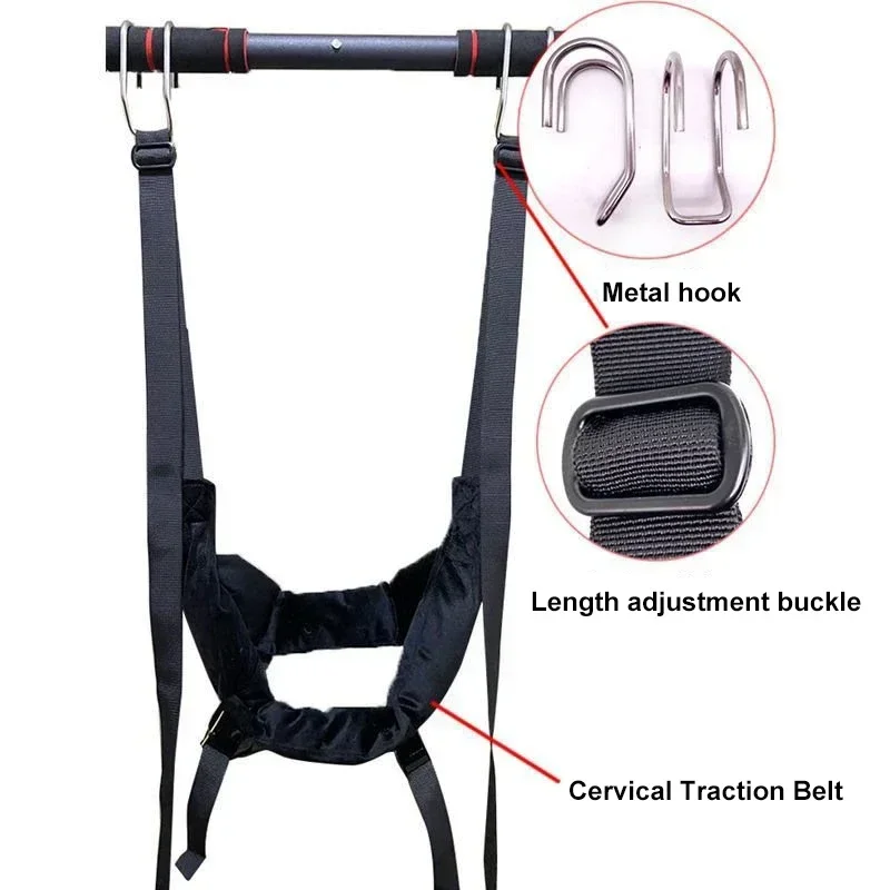 Adjustable Cervical Neck Stretcher Massager Suspension Spine Horizontal Bar Suspension Household Tractor Cervical Traction Belt