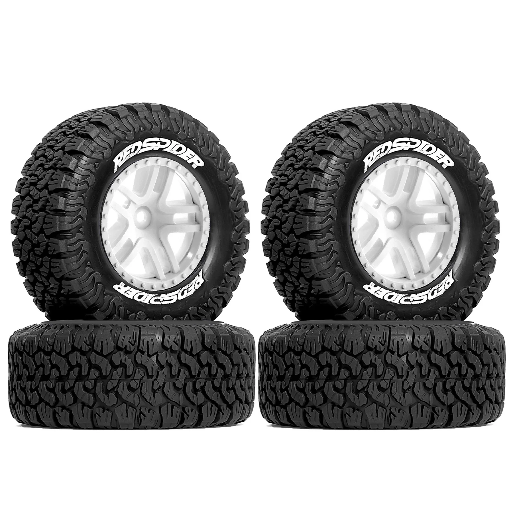 

1/10 RC Short Course Truck Wheels and Tires 4PCS Hex 12mm for 1/10 Traxxas Slash 2WD/4WD Losi Tenacity Redcat Blackout SC Exceed