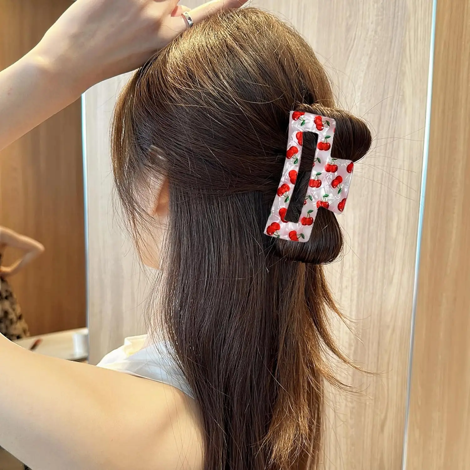 1Pcs Vintage Rote Kirsche Haar Klaue Clips Haar Klemme Weibliche Blume Haar Zubehör Platz Haar Kiefer Clip Haar barrettes für Frauen – Detail 4