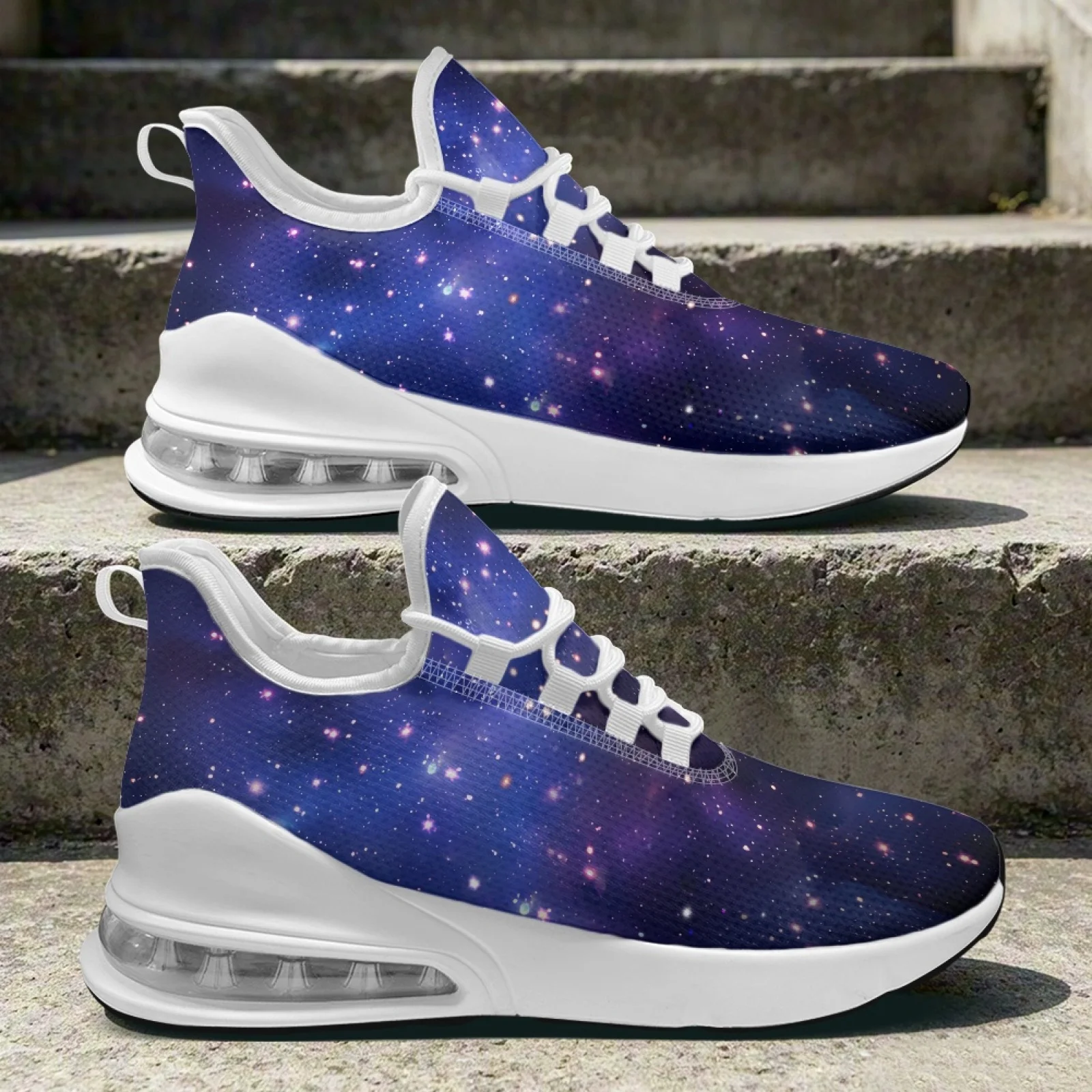 PENSTROLL Deep Starry Sky Breathable Workout Sneaker for Women Athletic Outdoor, Lace Up Trainers