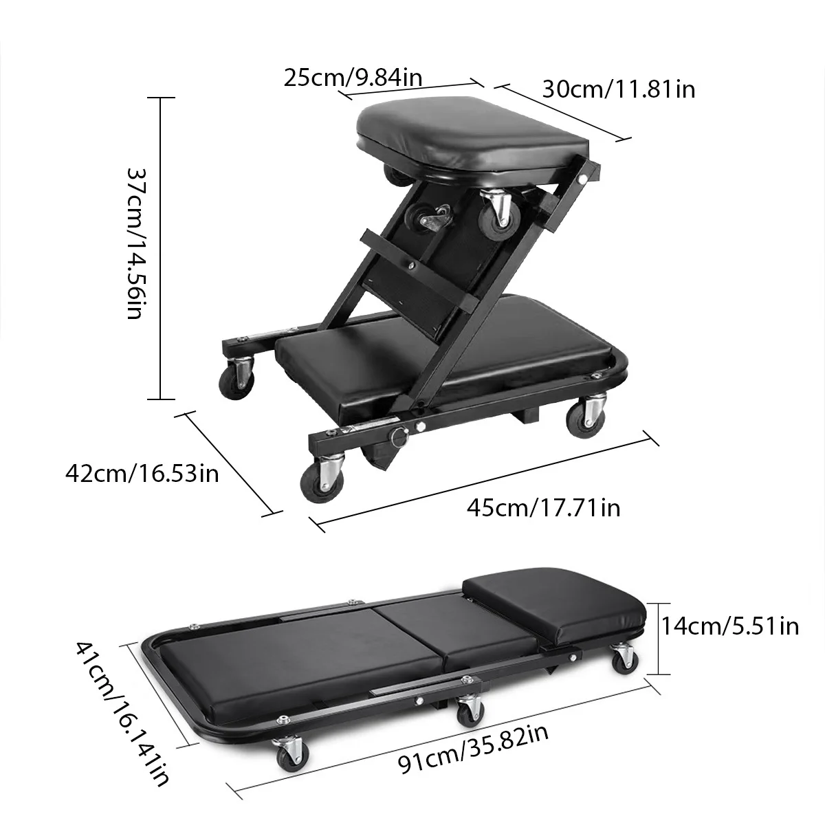 Folding Car Repair Stool Auto Maintenance Work Bench Chair Bed Auto Workshop Bench Wheels Roller Car Creeper Seat Roller Seat