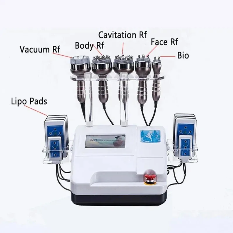 

6 in 1 40K ultrasonic cavitation slimming machin vacuum cavitation system with diode lase pads
