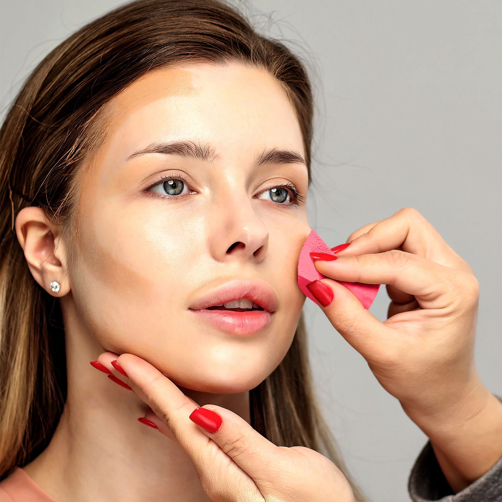 

8Pcs Makeup Sponges Petal Shape Flat Side Curved Bottom Application Puff for Liquid Cream Foundation Blending Tools