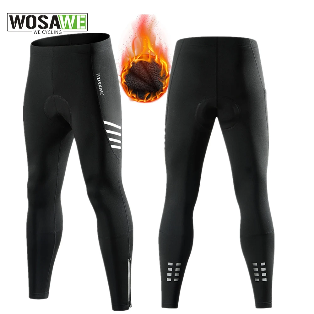 

WOSAWE Men's Cycling Pants MTB Bike Pad Compression Tights Bicycle Long Pants Ciclismo Winter Clothing Motocross Sports Trousers