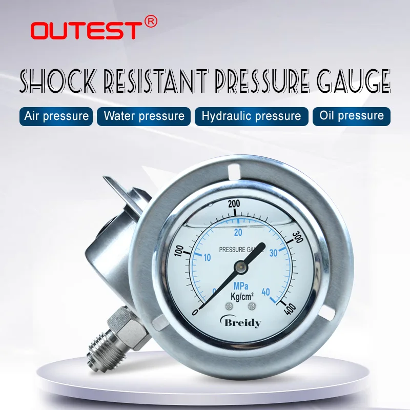 

OUTSET 0-60Mpa Axial Hydraulic Air Anti-vibration Pressure Gauge Oil Stainless Steel Compressor Gauge Thread G1/4