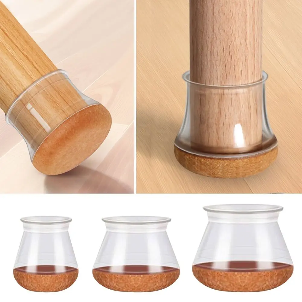 New Silicone Chair Leg Covers Reduce Noise Non-slip Furniture Legs Cover Transparent Sofa Floor Protector