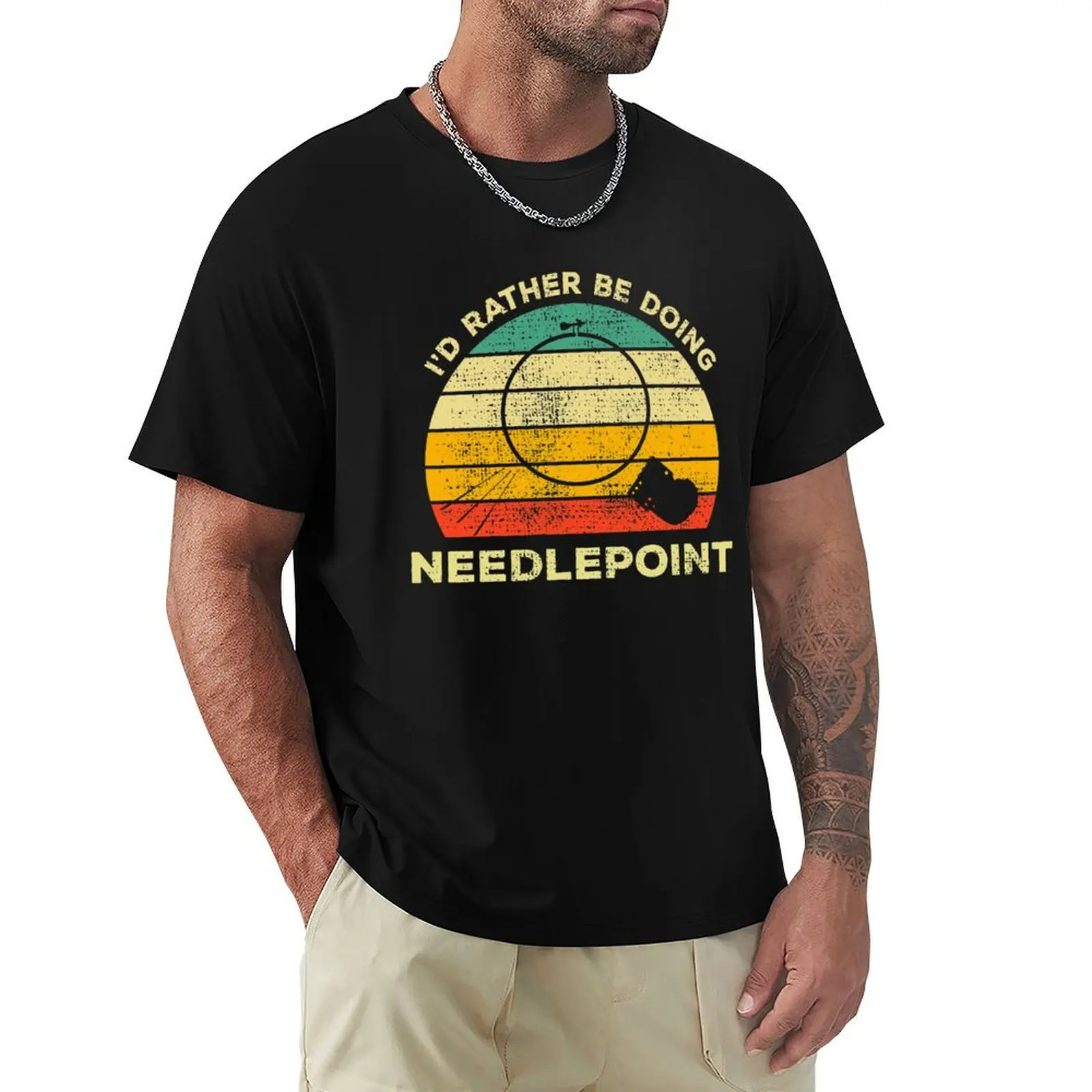 I’d Rather Be Doing Needlepoint Vintage Gift For Needlepoint Lovers T-Shirt Plus Size Street Style Tee