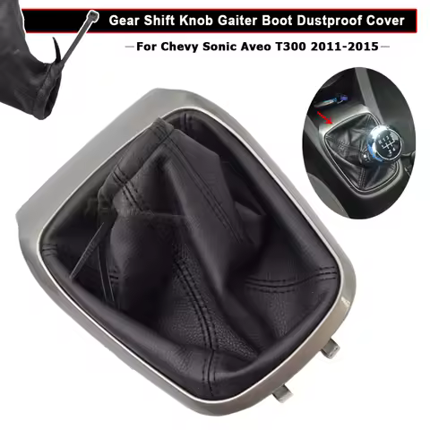 Gear Shift Knob Gearbox Lever Shifter Knob Boot PU Leather Dustproof Cover For Chevy Aveo Sonic T300 2011 2012 2013 2014 2015