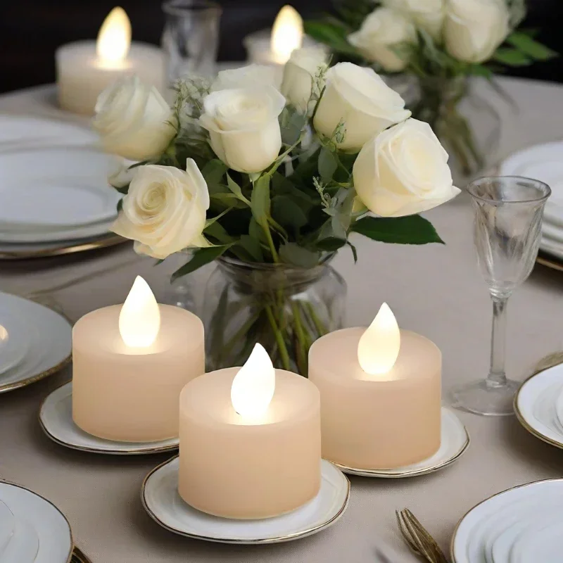 

2026 New model 12/20/30Pcs Realistic Flickering Flameless LED Tea Lights Warm Fake Candle Lamp for Wedding Party & Home Decor