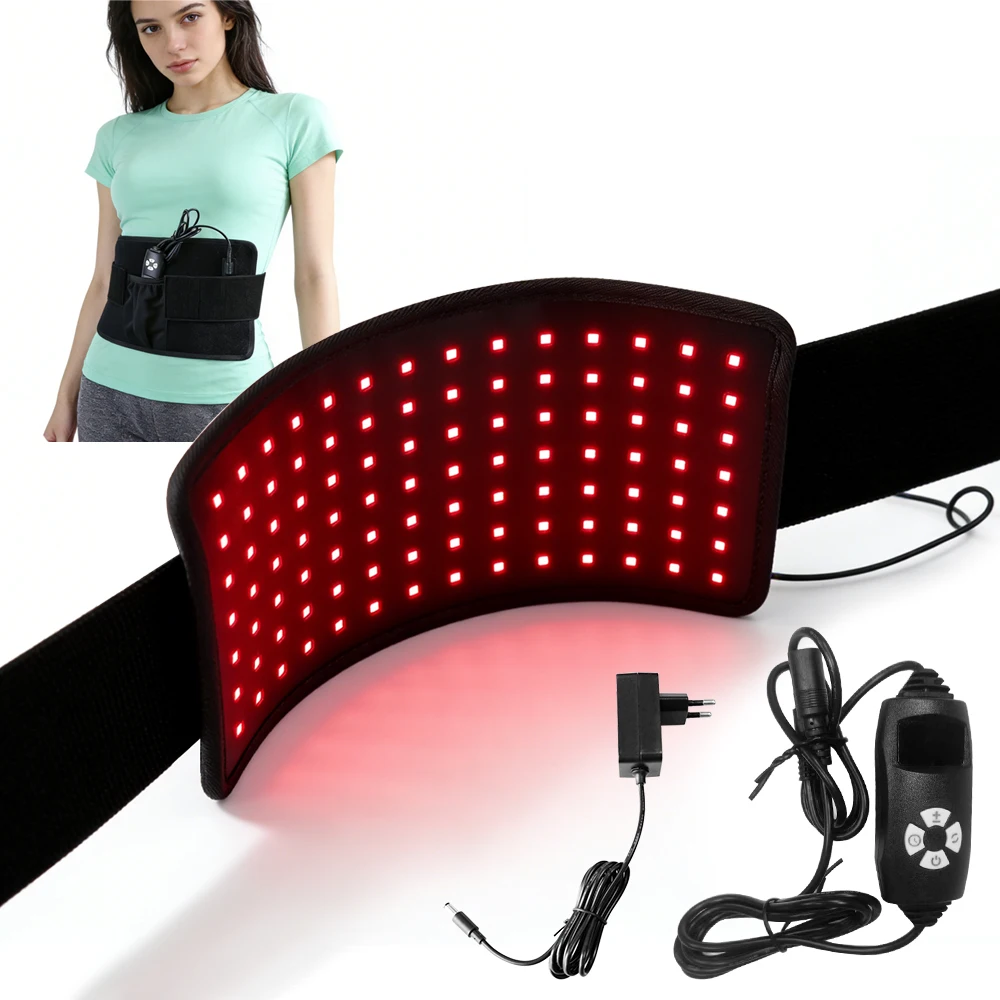 Cinto de Massagem com Luz Vermelha de 660nm e 850nm, Dispositivos de Beleza para Rosto e Corpo, Almofada Térmica Portátil para Alívio de Dor nas Costas, Joelhos, Mãos e Pés