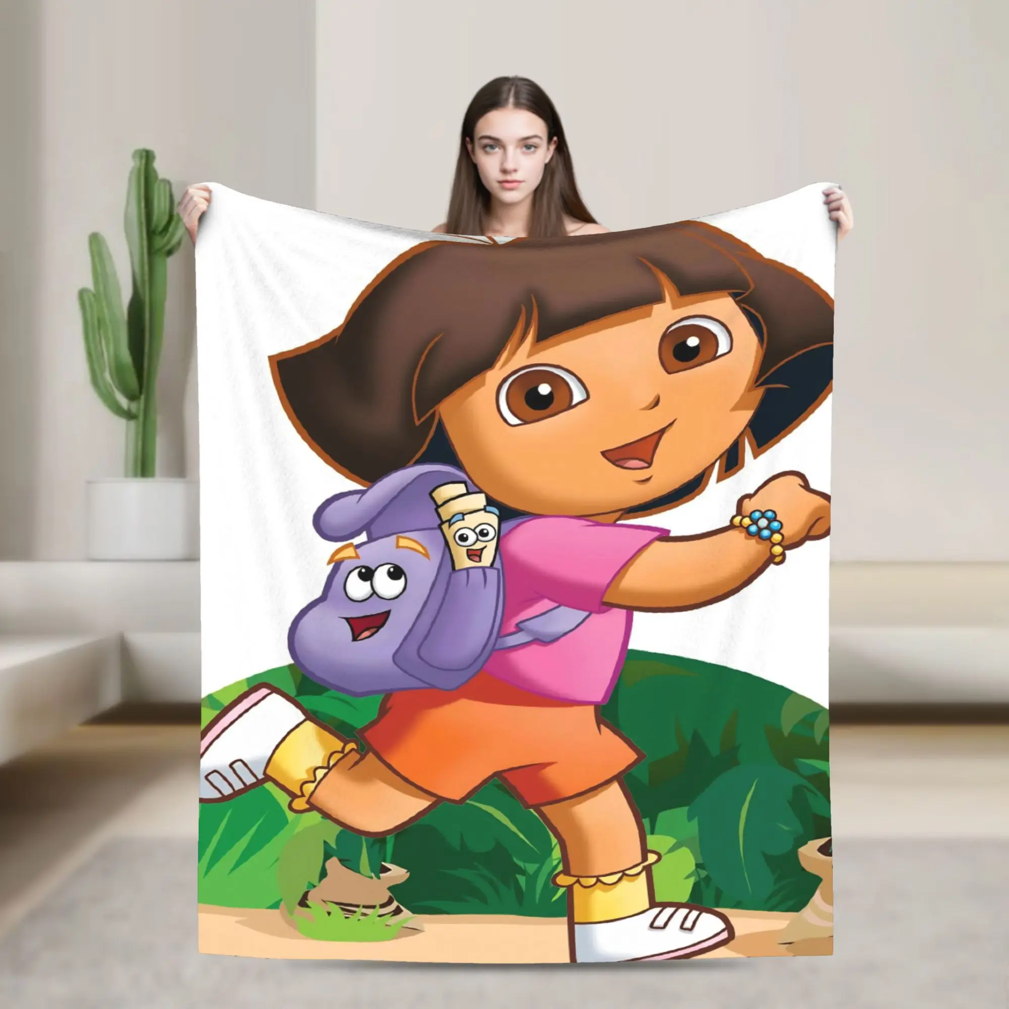 Warm Soft BlanketsKids Adult Travel Cartoon D-Dora The E-Explorer Adventure Throw Blanket For Couch Bed Funny Sofa Bed Cover