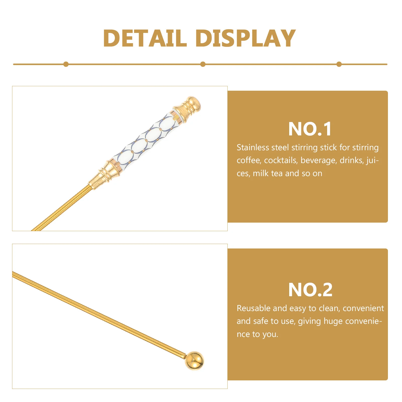 

Stainless Steel Coffee Stirrer Spoon Creative Design Beverage Cocktail Stirring Stick Practical Easy Grasping Drink Accessory