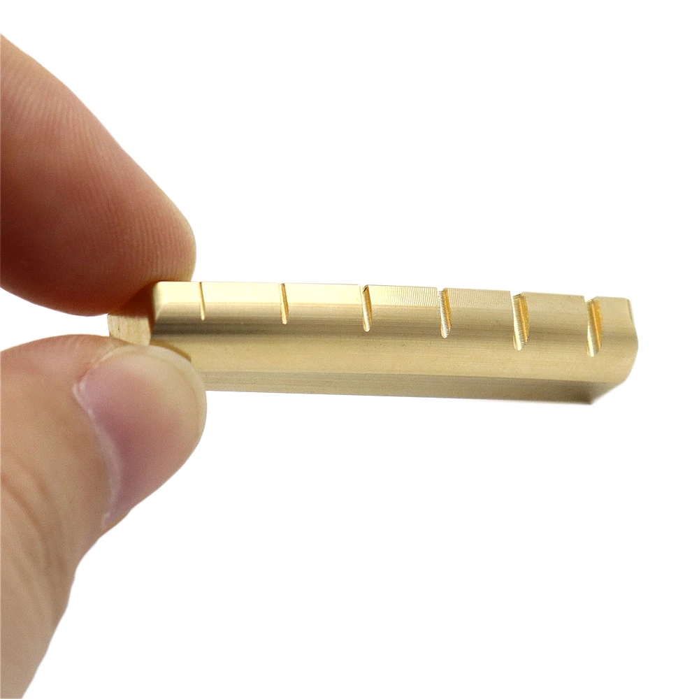 1 Stück Gitarrensattel 43 mm Messing für Gibson Les Paul LP SG Style Elektro- oder Akustikgitarren – Detail 8