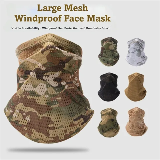 Multi-Functional Large Mesh Holes Face Towel Breathable Stretchy Fabric Neck Gaiter Lightweight Sunshade Collar Outdoor Sports