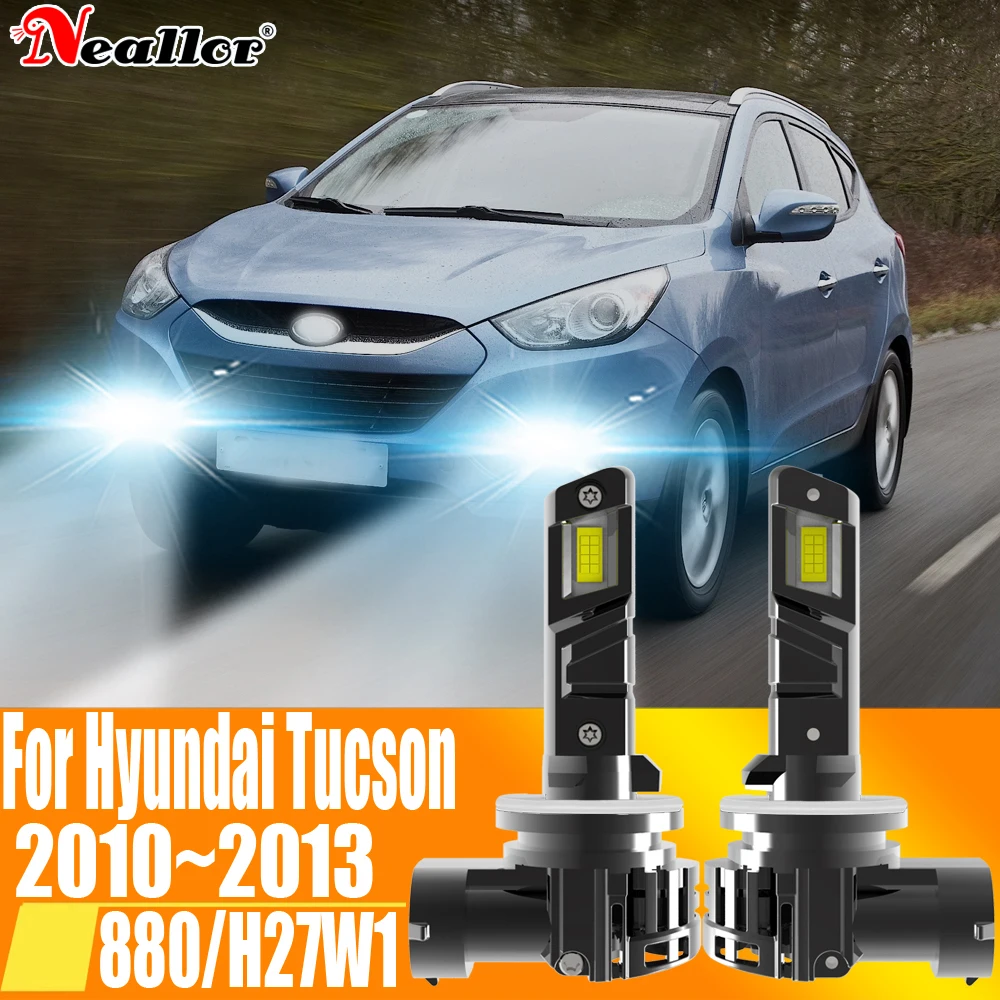 

2pcs 880 H27 Led Headlight Canbus No Error Car Bulb High Power White Fog Light Diode Lamp 12v 55w For Hyundai Tucson 2010~2013