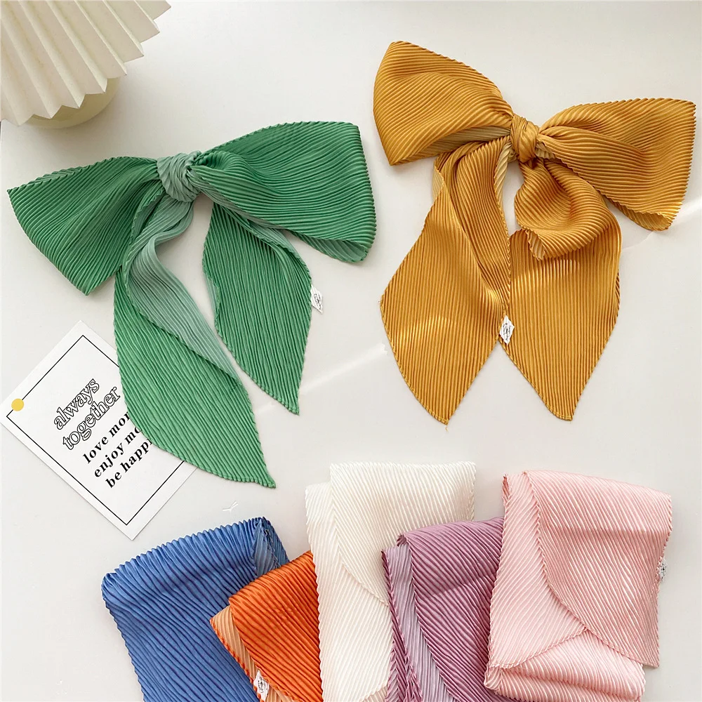 Solid Color Headbands Crinkle Neck Scarves Women Long Headband Hair Scarfs Fashion Hairband Skinny Bag Scarf For Ladies 10*130CM