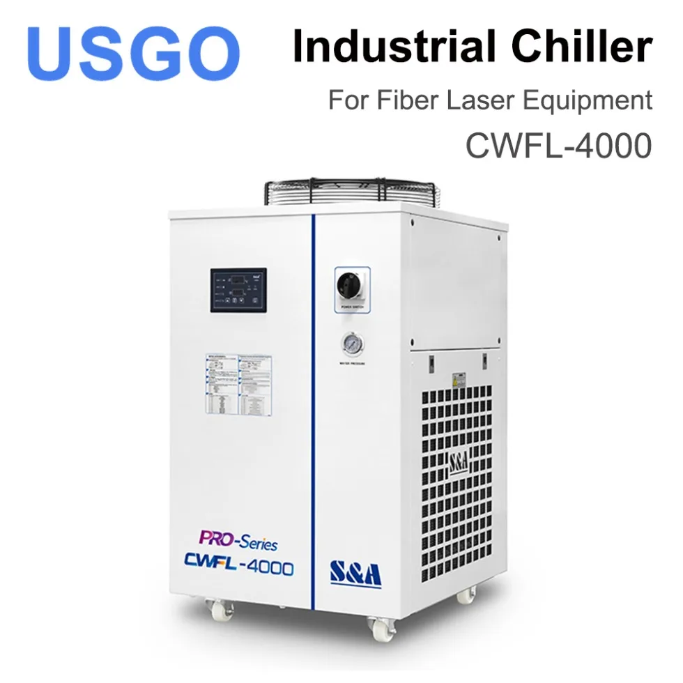 USGO CWFL-4000 S&A Refrigerador industrial a laser de fibra 220V/380V 50/60Hz Sistema de resfriamento para fonte de laser de fibra de 4kW