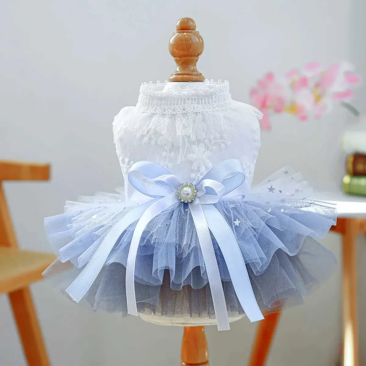 Spring Summer New Bowknot Princess Wedding Skirt For Small Mediumsized Dogs Dress Breathable Cool Comfortable Pet Clothes C25101