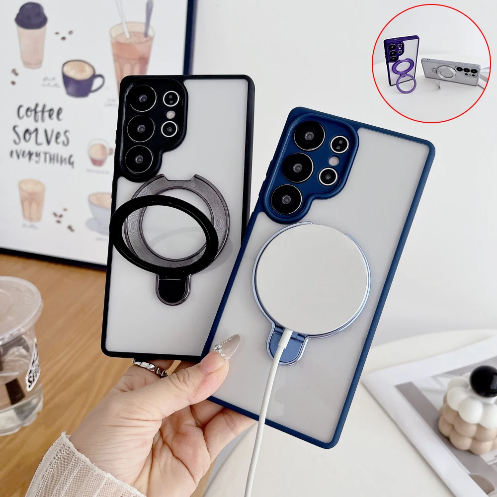 Casing Ponsel Untuk Xiaomi Redmi Note 14 14Pro 13 14ProPlus Pro+ Mewah TPU Transparan Akrilik Penyangga Magnetik