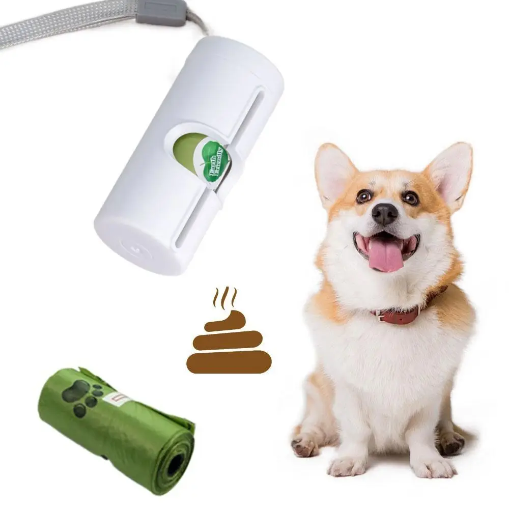 Dispensador de saco de cocô de cão de plástico compacto fácil de andar caixa de lixo para animais de estimação destacar mini dispensador de saco de resíduos de animais de estimação cão