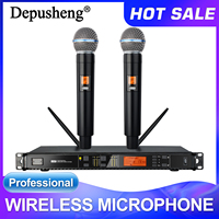 DEPUSHENG T118 Portable Professional Microphone 2-channel Handheld UHF Wireless Microphone System