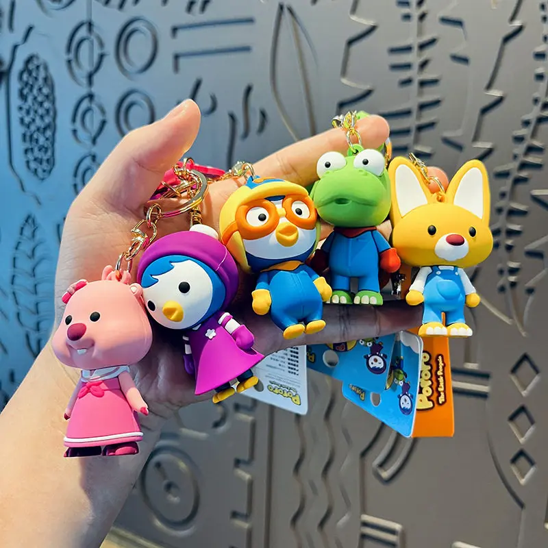 Pororo Loopy Crong Cute Character Figurine Model Creative Kawaii Girl Heart Keychain Student Backpack Pendant Decoration Gift view 3