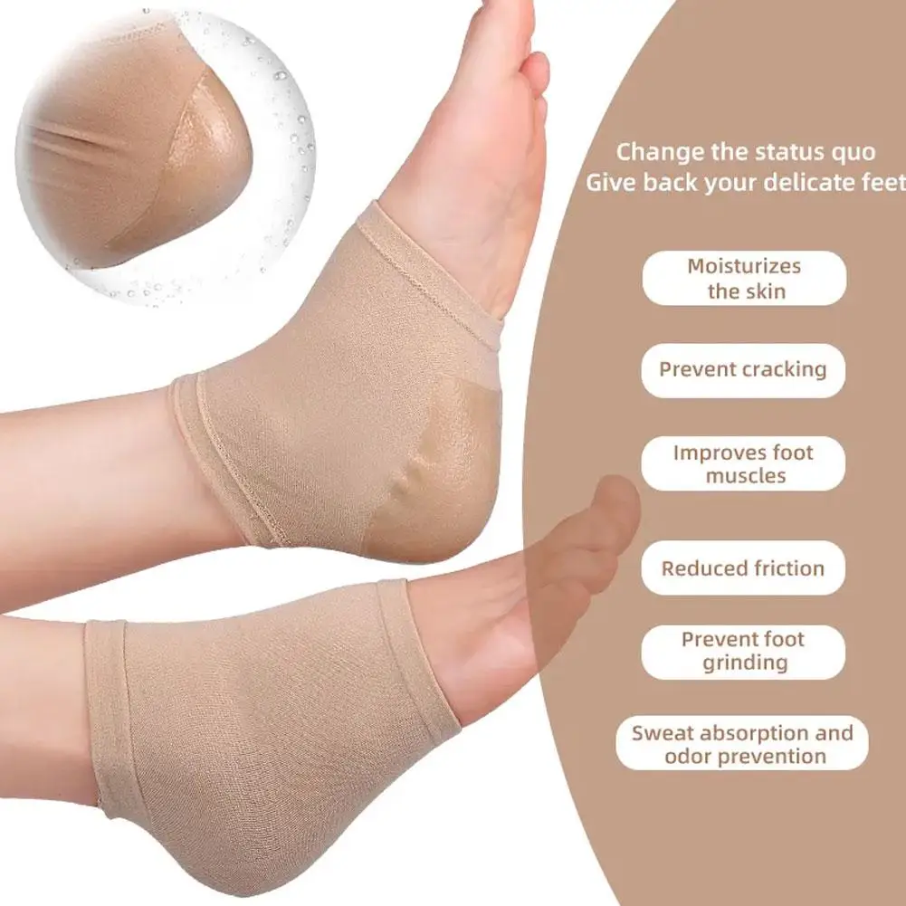 1 Set Heel Protector Silicone Heel Moisturizing Socks Anti-Crack Protective Cover Plantar Fasciitis Pain Relief Foot Care Tool