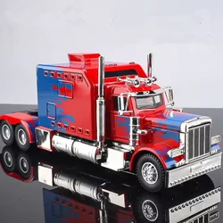 1/24 Alloy Truck Trailer Head Car Model Metal Container Truck Engineering Transport Vehicle Car Model Sound Light Kids Toys Gift