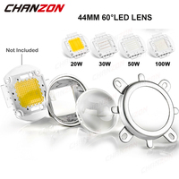 1 Set 44mm LED Lens Optical Glass 60 Degree + 50mm Reflector Collimator + Fixed Bracket For 20W 30W 50W 100W High Power COB Chip