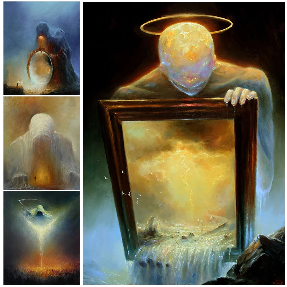 

Surreal Fine Art Print On Canvas Painting,Gothic Wall Art,Angel Of Death,Soul Hunter,Horror & Dark Art Poster Print Home Decor