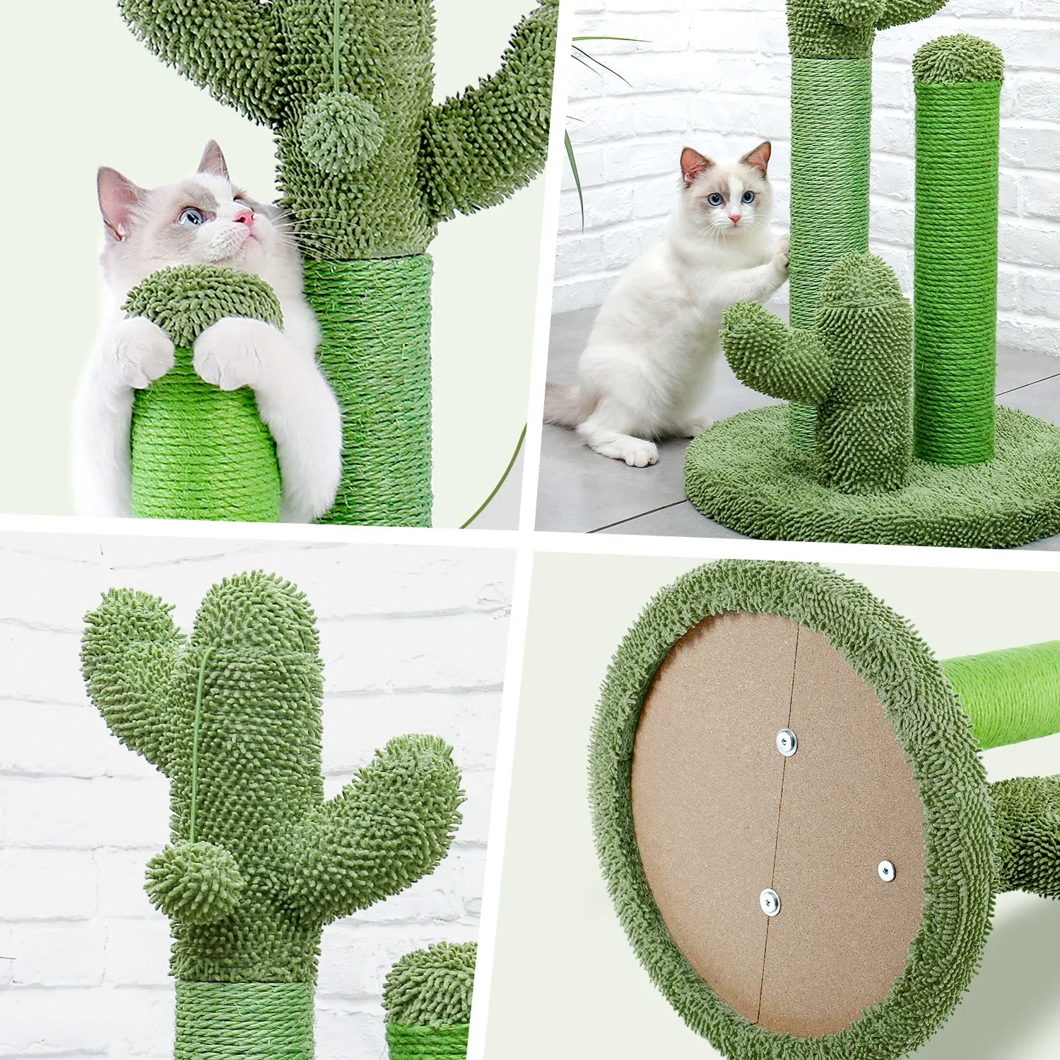 Cactus Cat Scratcher Cat Scratching Post Cactus Cat Scratcher Featuring with 3 Scratching Poles and Interactive Dangling Ball