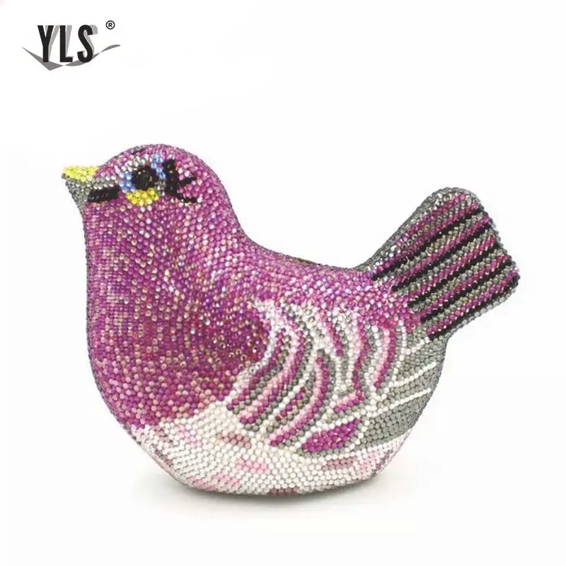 Bird Evening Bags Clutches  Bird Design Rhinestone Diamond Box Clutch Evening Bag Women Handbags YLS-A15